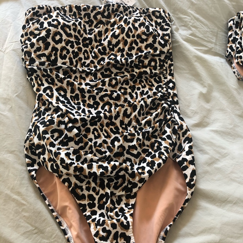 J. Crew Strapless Leopard Swimsuit